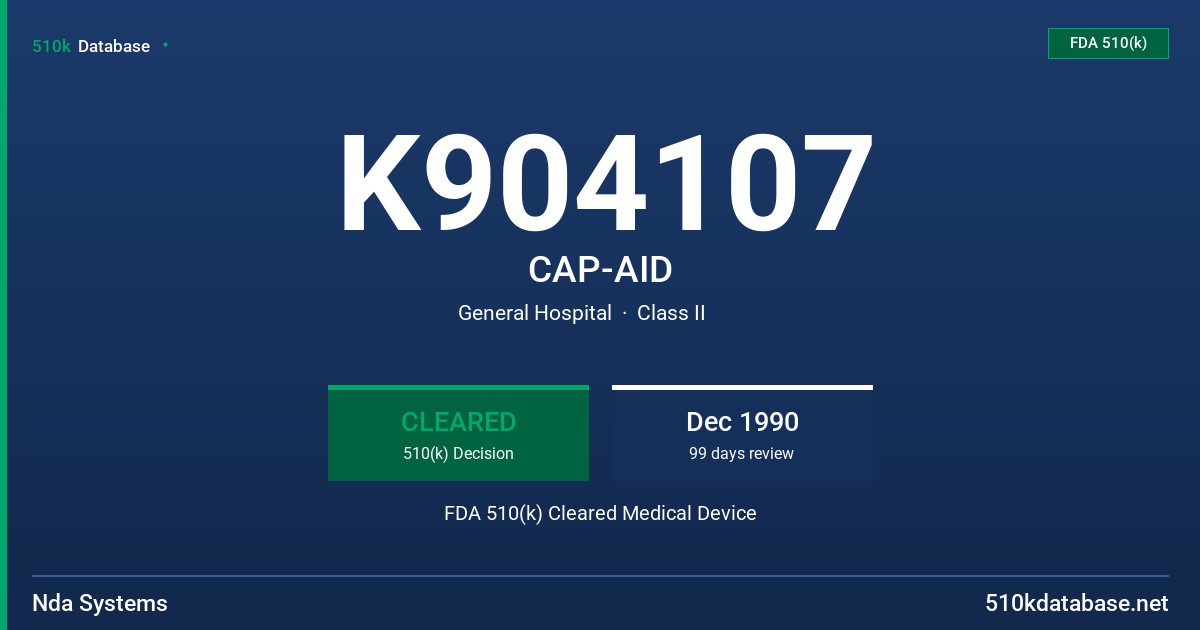 K904107 CAP-AID FDA 510(k) Cleared Medical Device