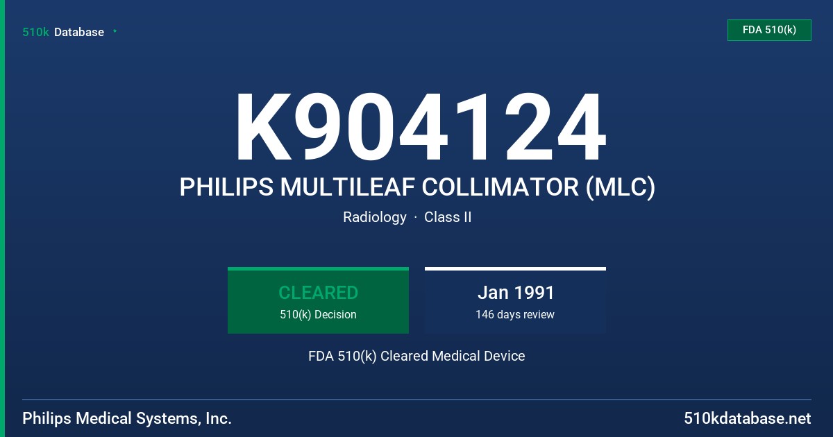 K904124 PHILIPS MULTILEAF COLLIMATOR (MLC) FDA 510(k) Cleared Medical Device