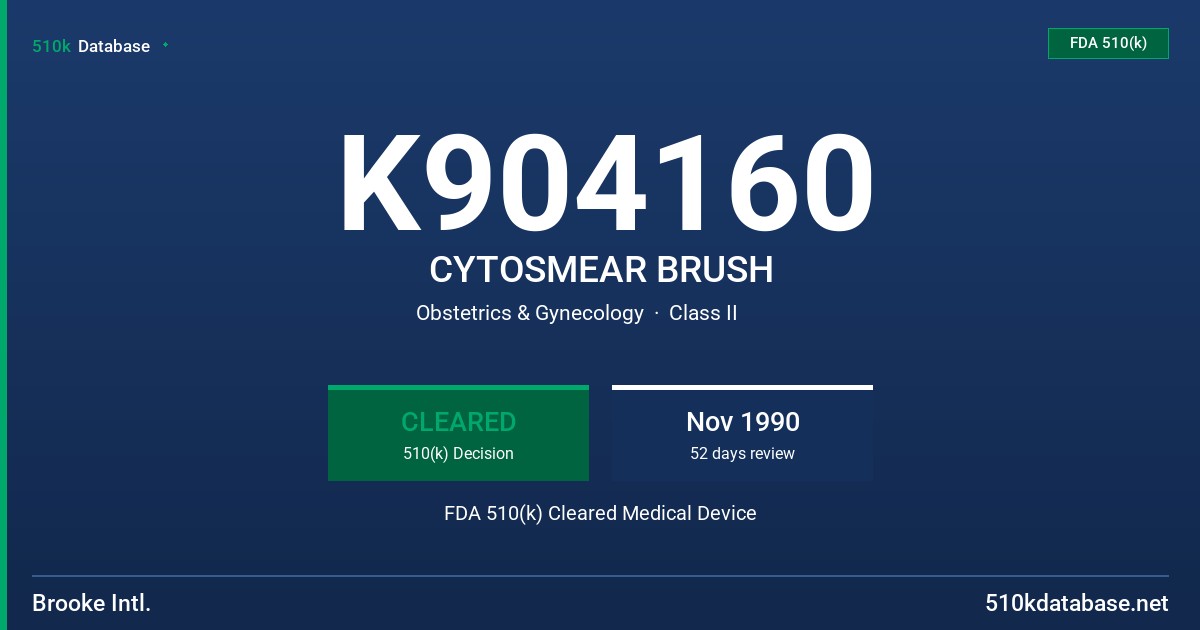 K904160 CYTOSMEAR BRUSH FDA 510(k) Cleared Medical Device