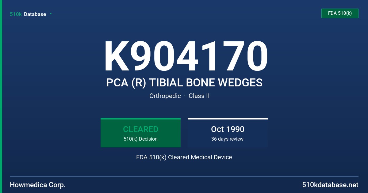 K904170 PCA (R) TIBIAL BONE WEDGES FDA 510(k) Cleared Medical Device