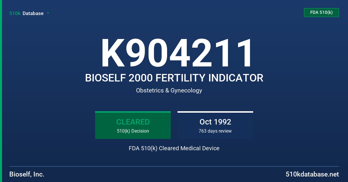 K904211 BIOSELF 2000 FERTILITY INDICATOR FDA 510(k) Cleared Medical Device