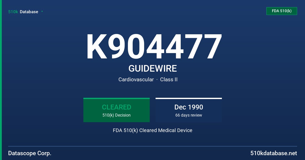K904477 GUIDEWIRE FDA 510(k) Cleared Medical Device