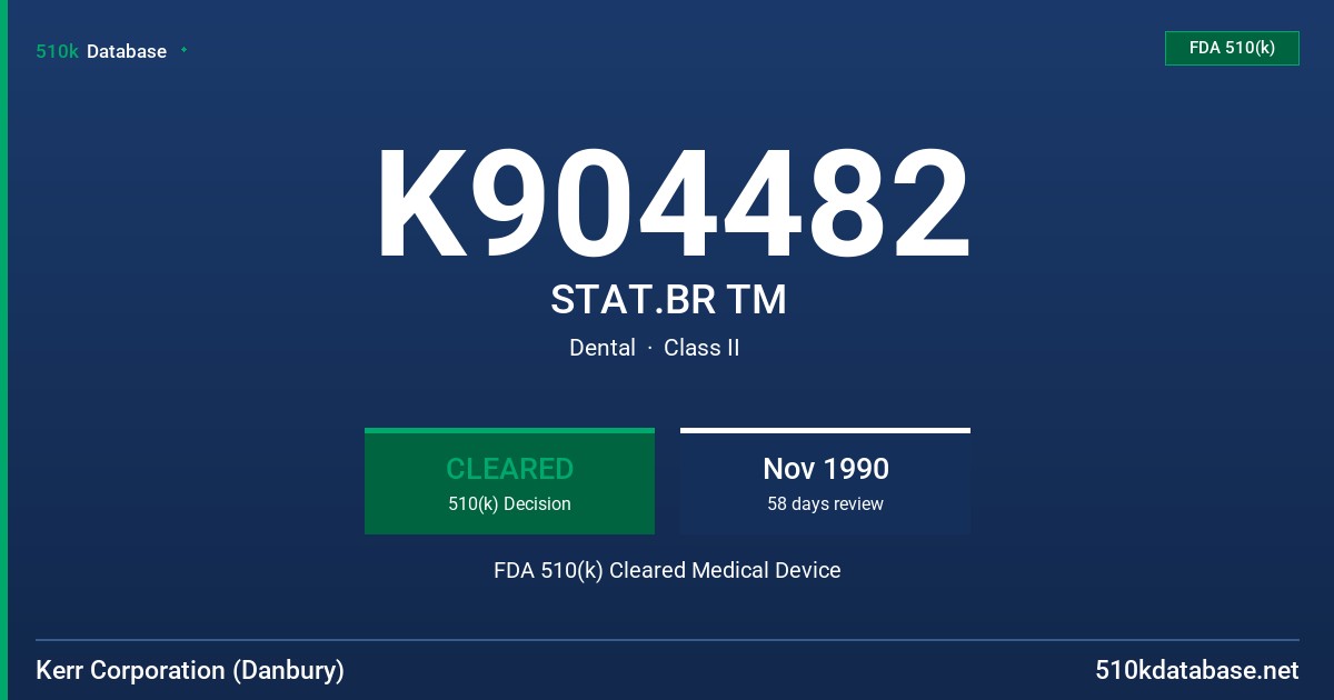 K904482 STAT.BR TM FDA 510(k) Cleared Medical Device