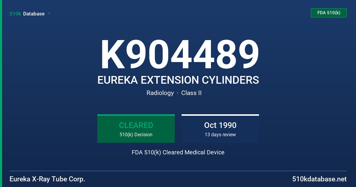 K904489 EUREKA EXTENSION CYLINDERS FDA 510(k) Cleared Medical Device