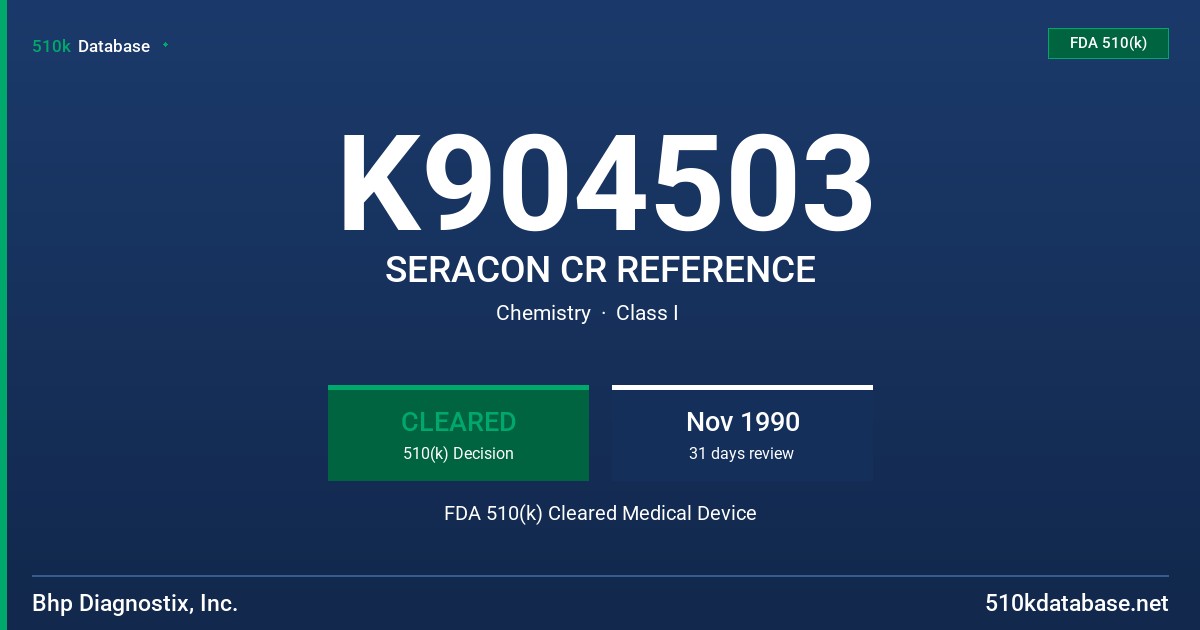 K904503 SERACON CR REFERENCE FDA 510(k) Cleared Medical Device