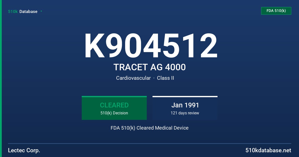 K904512 TRACET AG 4000 FDA 510(k) Cleared Medical Device
