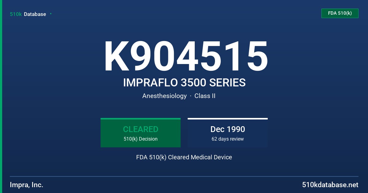 K904515 IMPRAFLO 3500 SERIES FDA 510(k) Cleared Medical Device