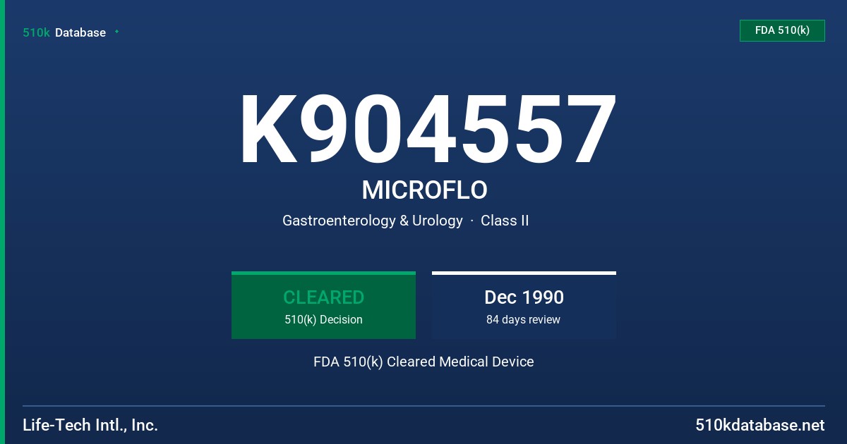 K904557 MICROFLO FDA 510(k) Cleared Medical Device