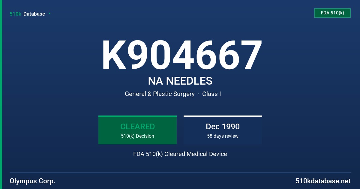 K904667 NA NEEDLES FDA 510(k) Cleared Medical Device