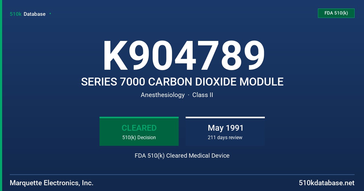 K904789 SERIES 7000 CARBON DIOXIDE MODULE FDA 510(k) Cleared Medical Device