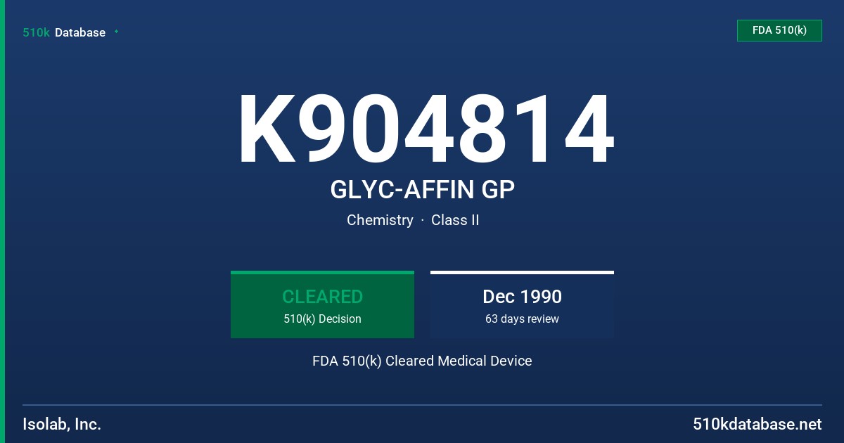 K904814 GLYC-AFFIN GP FDA 510(k) Cleared Medical Device