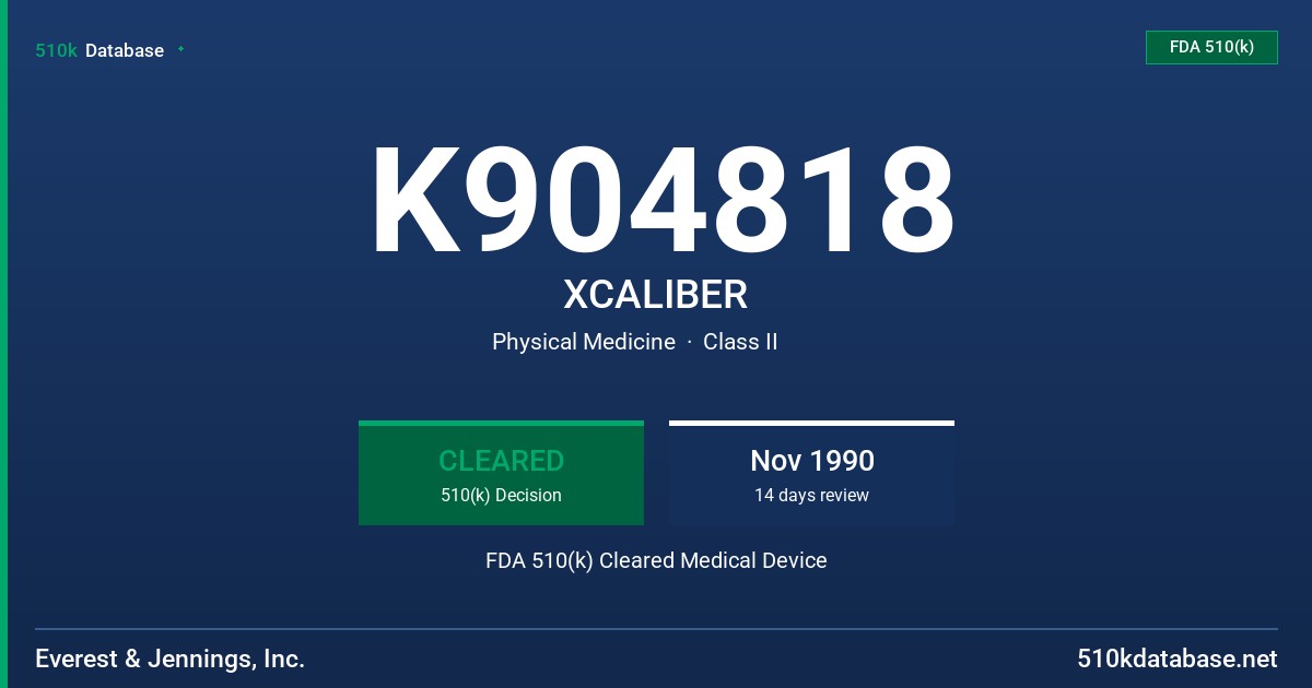 K904818 XCALIBER FDA 510(k) Cleared Medical Device