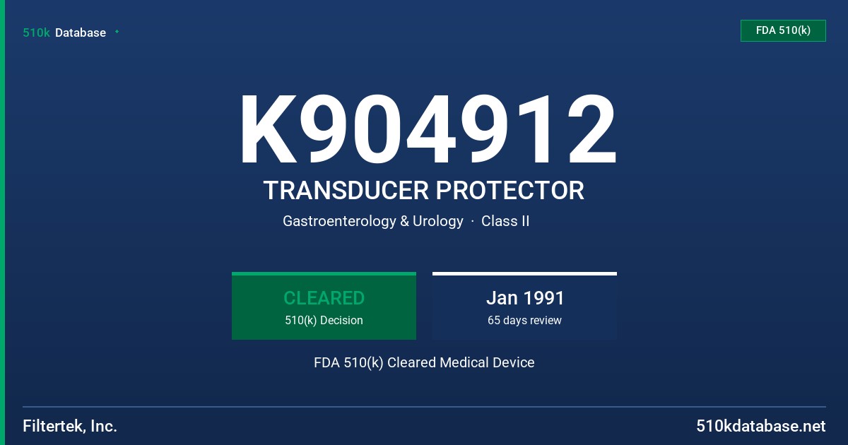 K904912 TRANSDUCER PROTECTOR FDA 510(k) Cleared Medical Device