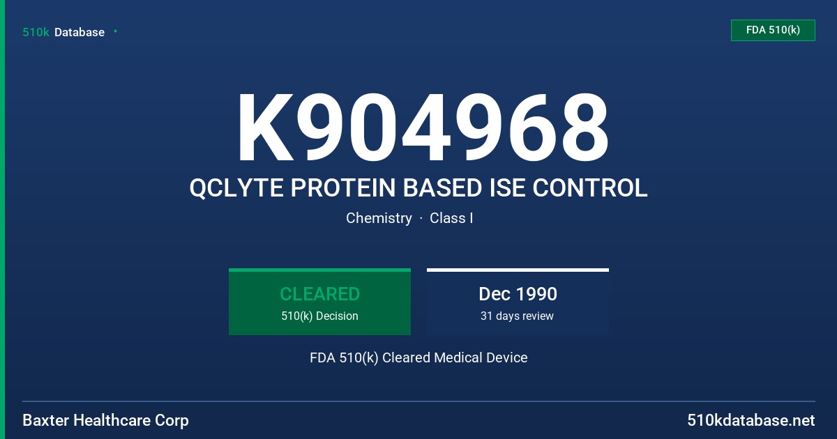 K904968 QCLYTE PROTEIN BASED ISE CONTROL FDA 510(k) Cleared Medical Device