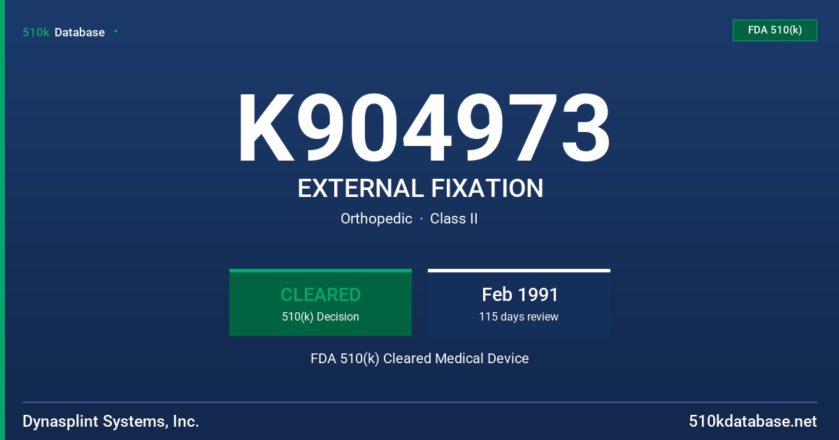 K904973 EXTERNAL FIXATION FDA 510(k) Cleared Medical Device