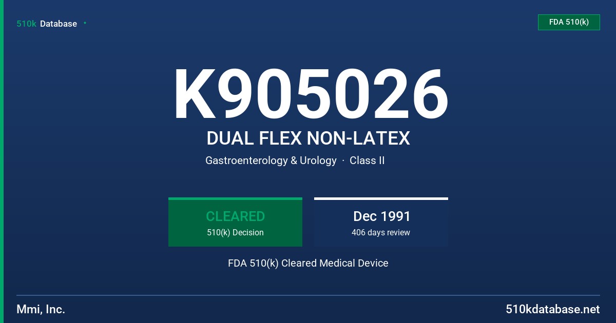 K905026 DUAL FLEX NON-LATEX FDA 510(k) Cleared Medical Device