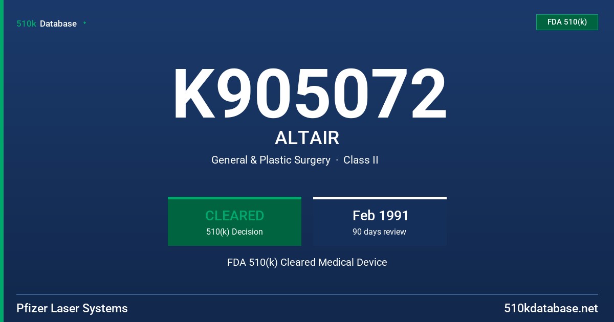 K905072 ALTAIR FDA 510(k) Cleared Medical Device