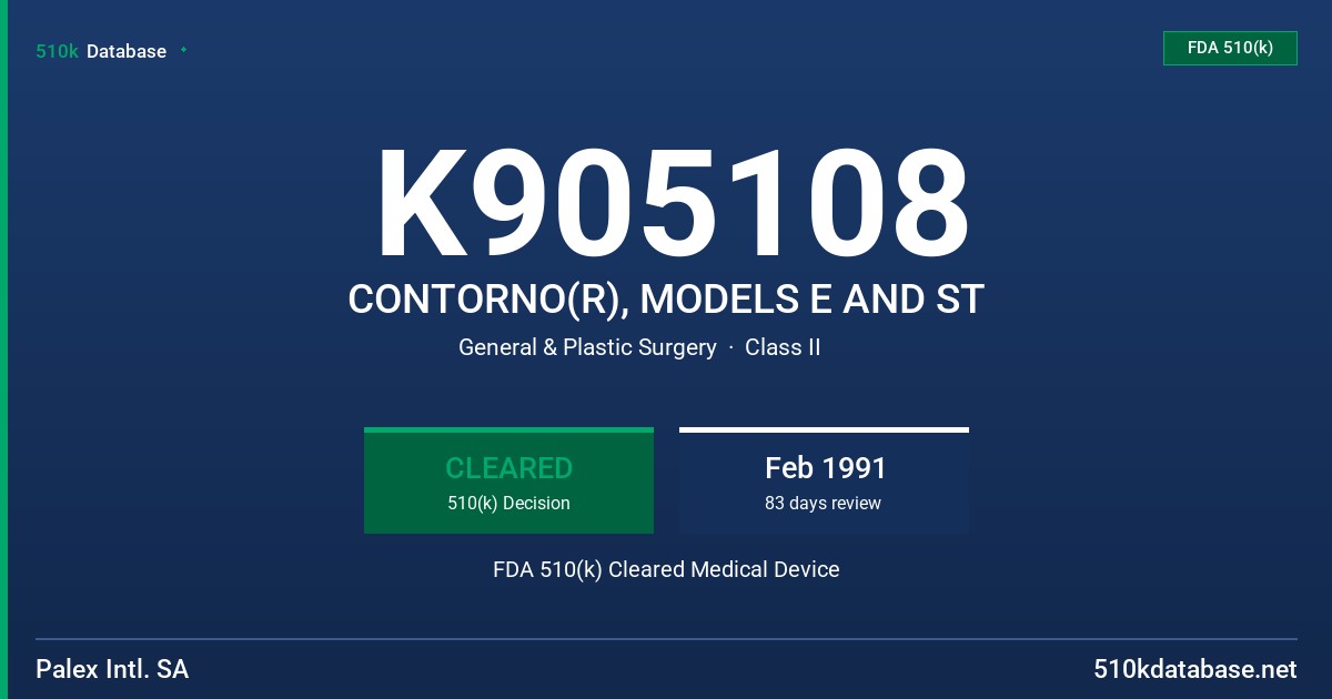 K905108 CONTORNO(R), MODELS E AND ST FDA 510(k) Cleared Medical Device