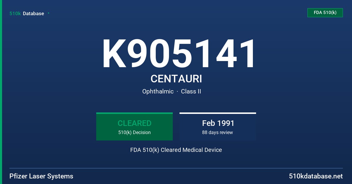K905141 CENTAURI FDA 510(k) Cleared Medical Device