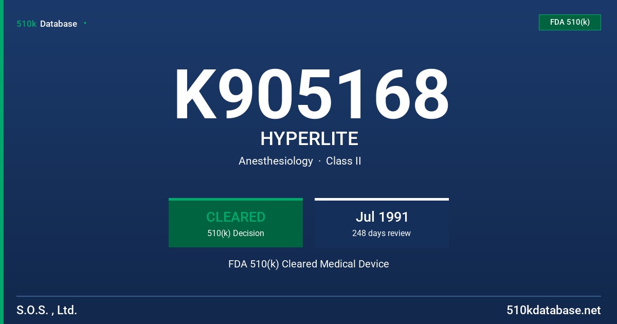 K905168 HYPERLITE FDA 510(k) Cleared Medical Device
