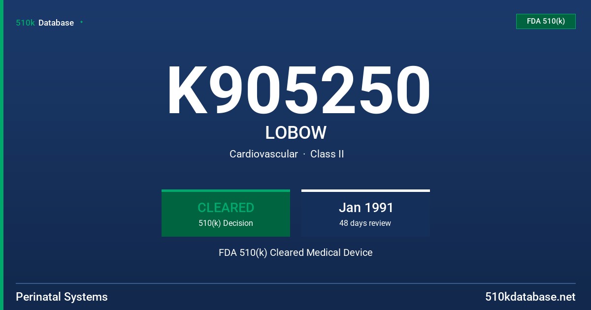 K905250 LOBOW FDA 510(k) Cleared Medical Device