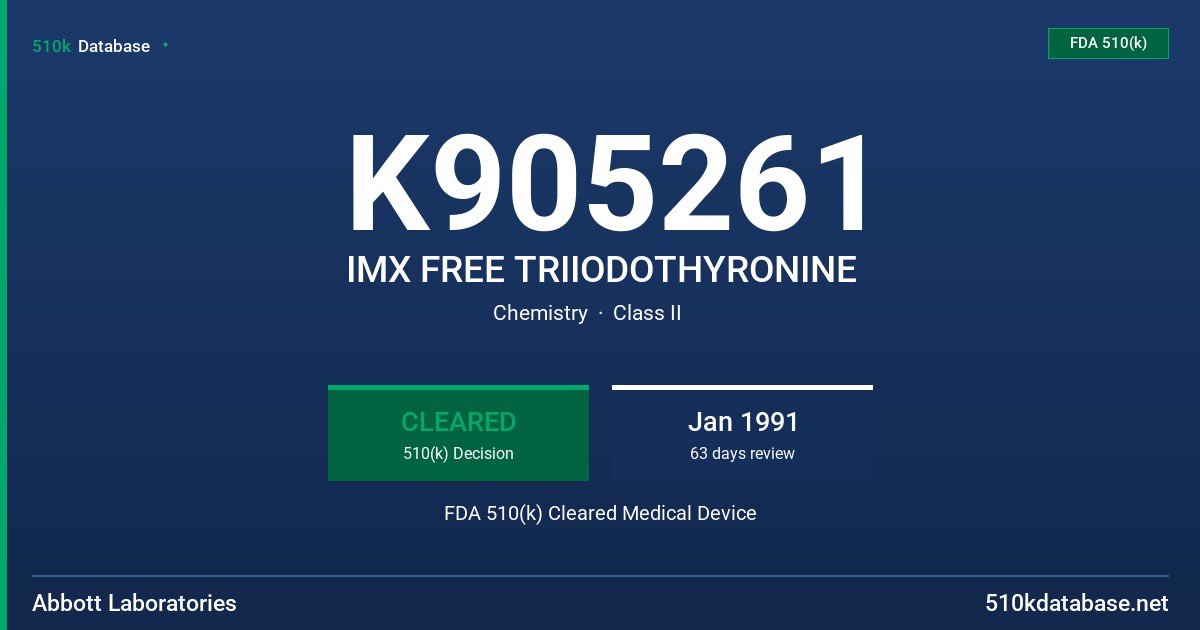 K905261 IMX FREE TRIIODOTHYRONINE FDA 510(k) Cleared Medical Device