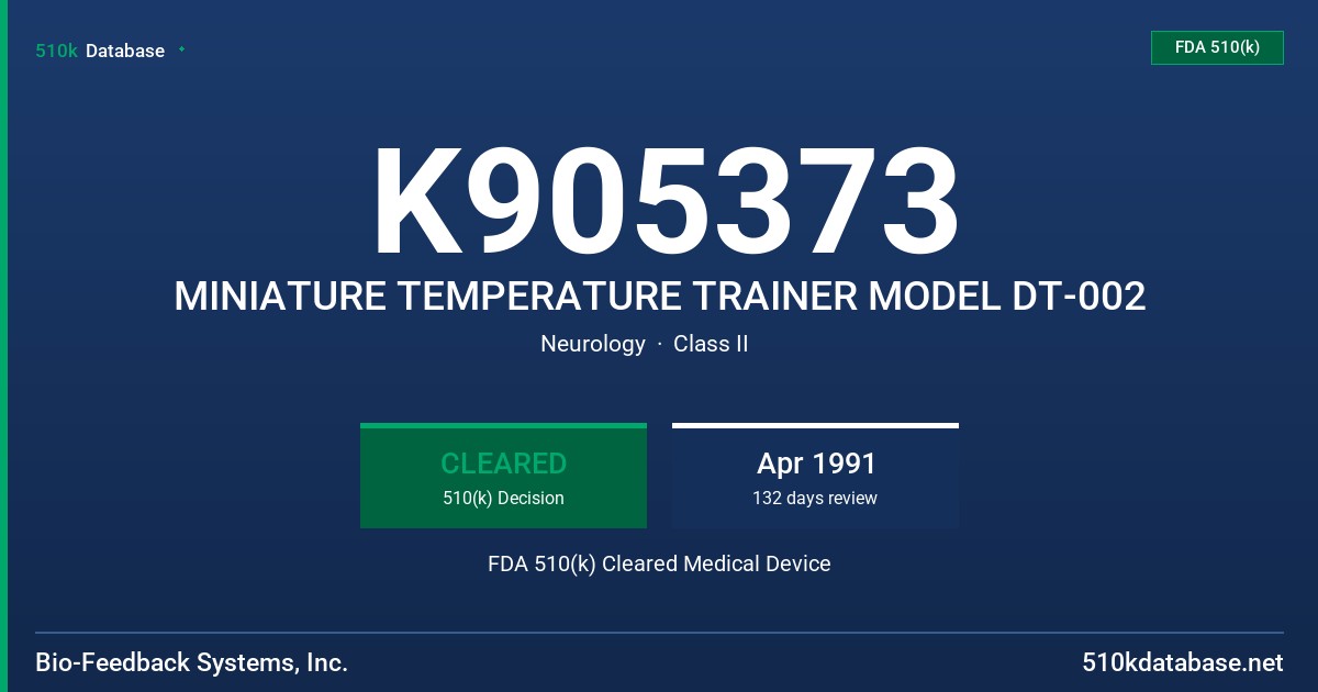 K905373 MINIATURE TEMPERATURE TRAINER MODEL DT-002 FDA 510(k) Cleared Medical Device