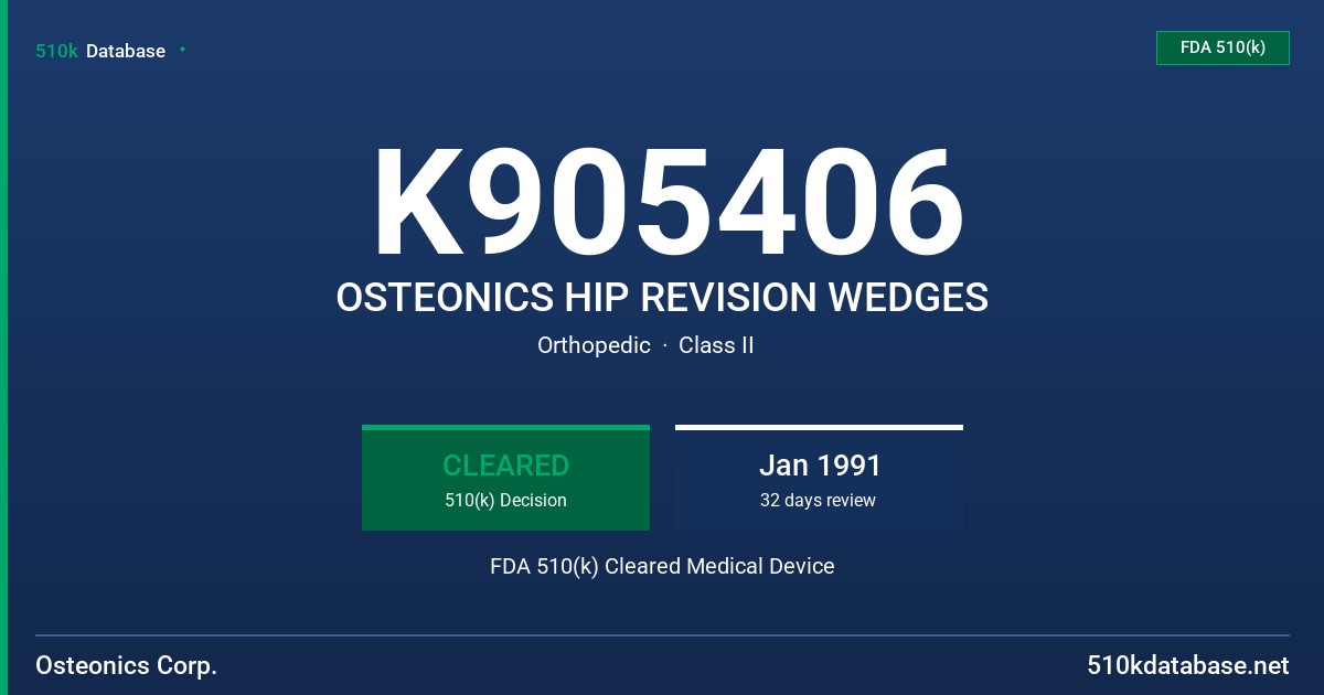 K905406 OSTEONICS HIP REVISION WEDGES FDA 510(k) Cleared Medical Device