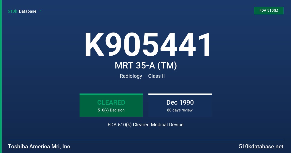 K905441 MRT 35-A (TM) FDA 510(k) Cleared Medical Device