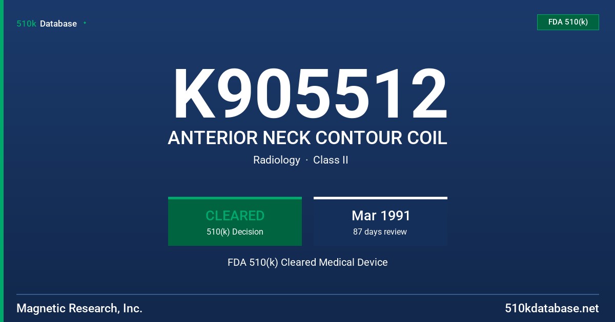 K905512 ANTERIOR NECK CONTOUR COIL FDA 510(k) Cleared Medical Device
