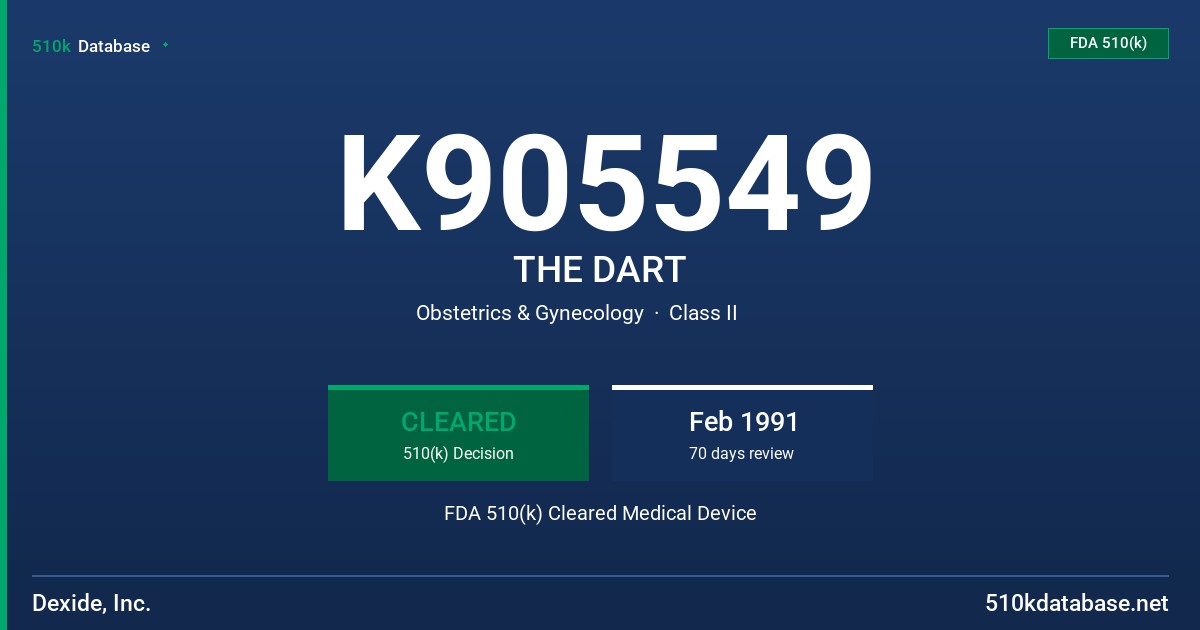 K905549 THE DART FDA 510(k) Cleared Medical Device