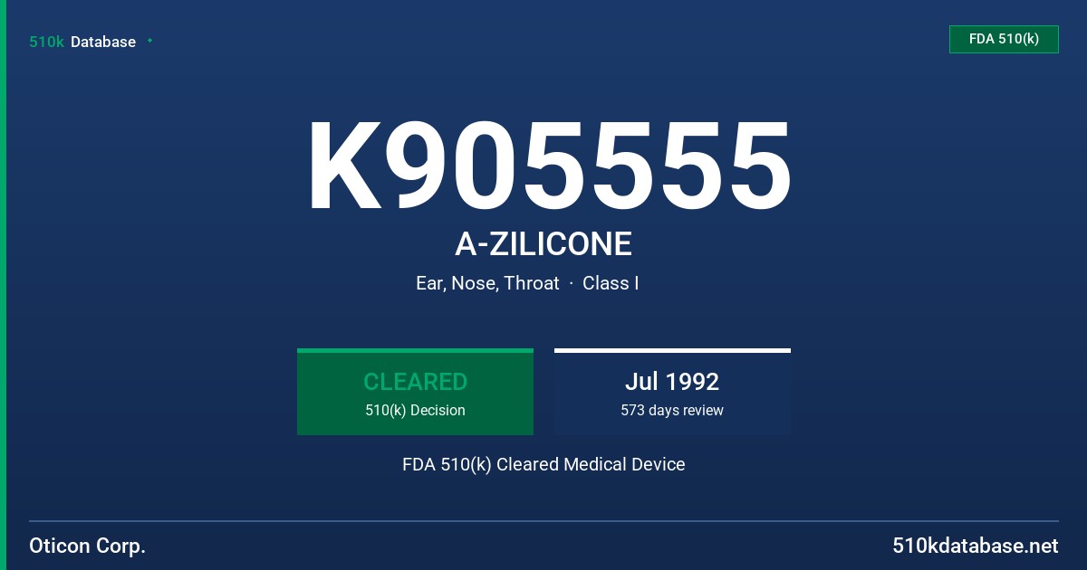 K905555 A-ZILICONE FDA 510(k) Cleared Medical Device