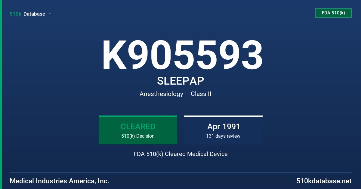 K905593 SLEEPAP FDA 510(k) Cleared Medical Device