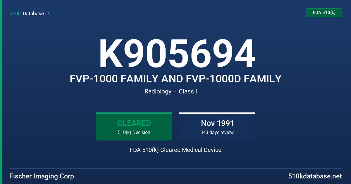 K905694 FVP-1000 FAMILY AND FVP-1000D FAMILY FDA 510(k) Cleared Medical Device