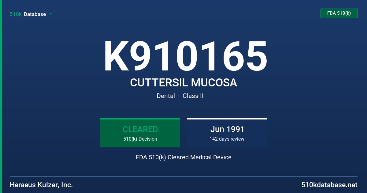 K910165 CUTTERSIL MUCOSA FDA 510(k) Cleared Medical Device