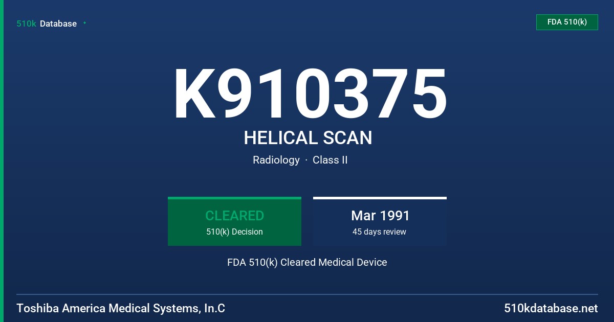 K910375 HELICAL SCAN FDA 510(k) Cleared Medical Device