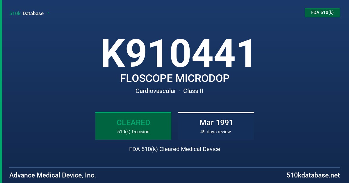 K910441 FLOSCOPE MICRODOP FDA 510(k) Cleared Medical Device