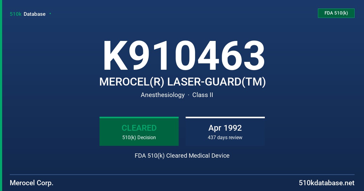 K910463 MEROCEL(R) LASER-GUARD(TM) FDA 510(k) Cleared Medical Device