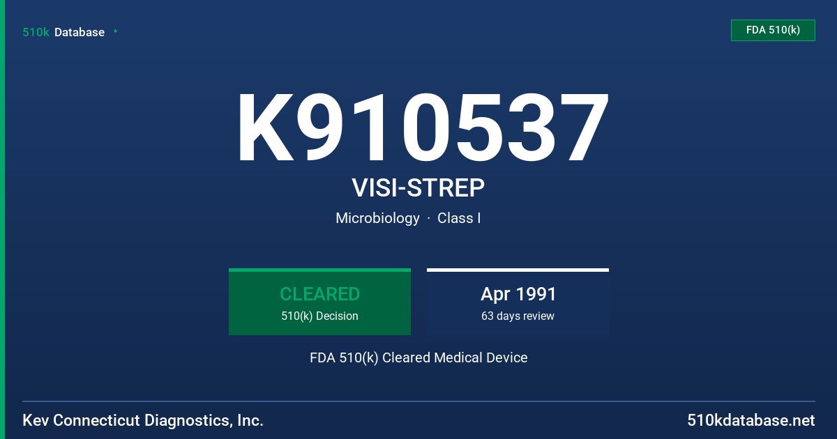 K910537 VISI-STREP FDA 510(k) Cleared Medical Device