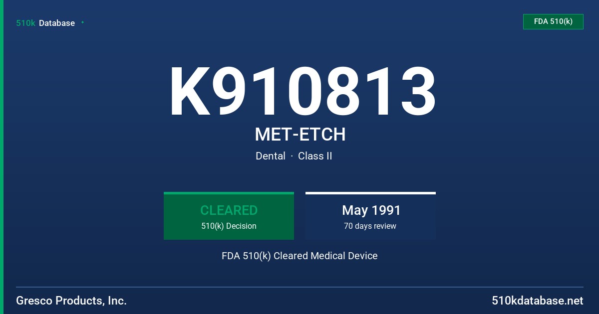 K910813 MET-ETCH FDA 510(k) Cleared Medical Device