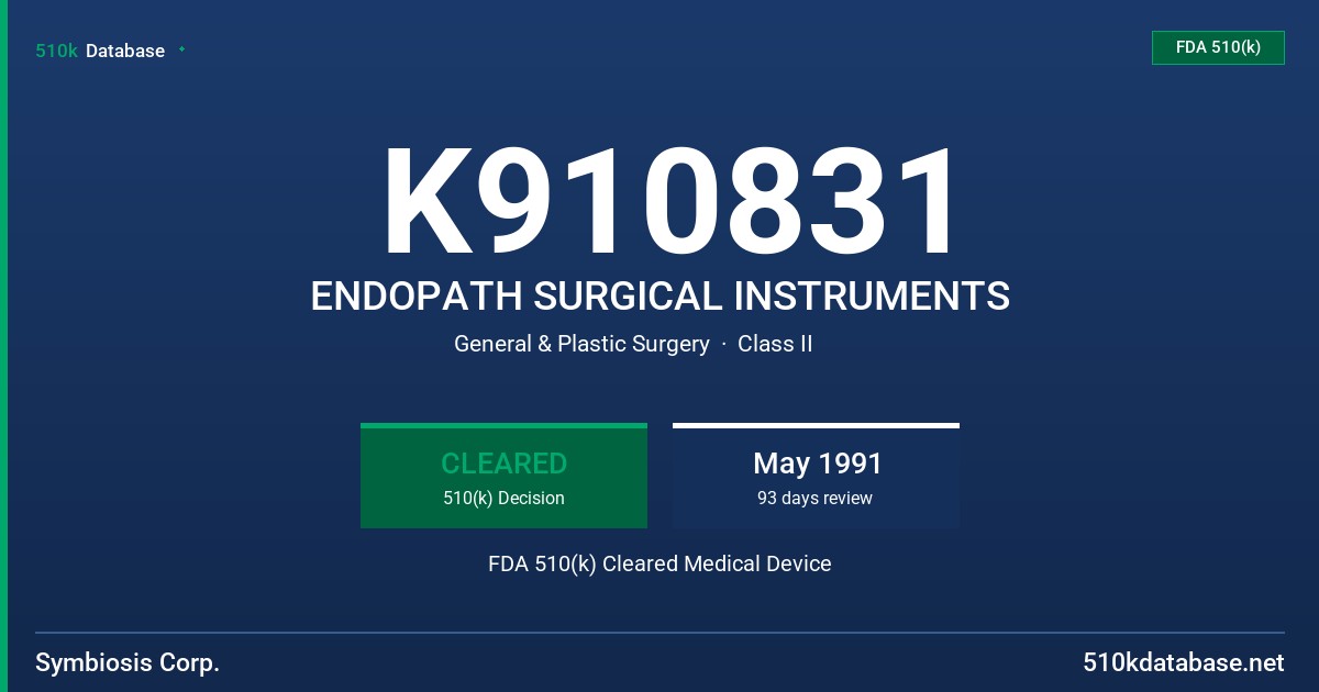 K910831 ENDOPATH SURGICAL INSTRUMENTS FDA 510(k) Cleared Medical Device