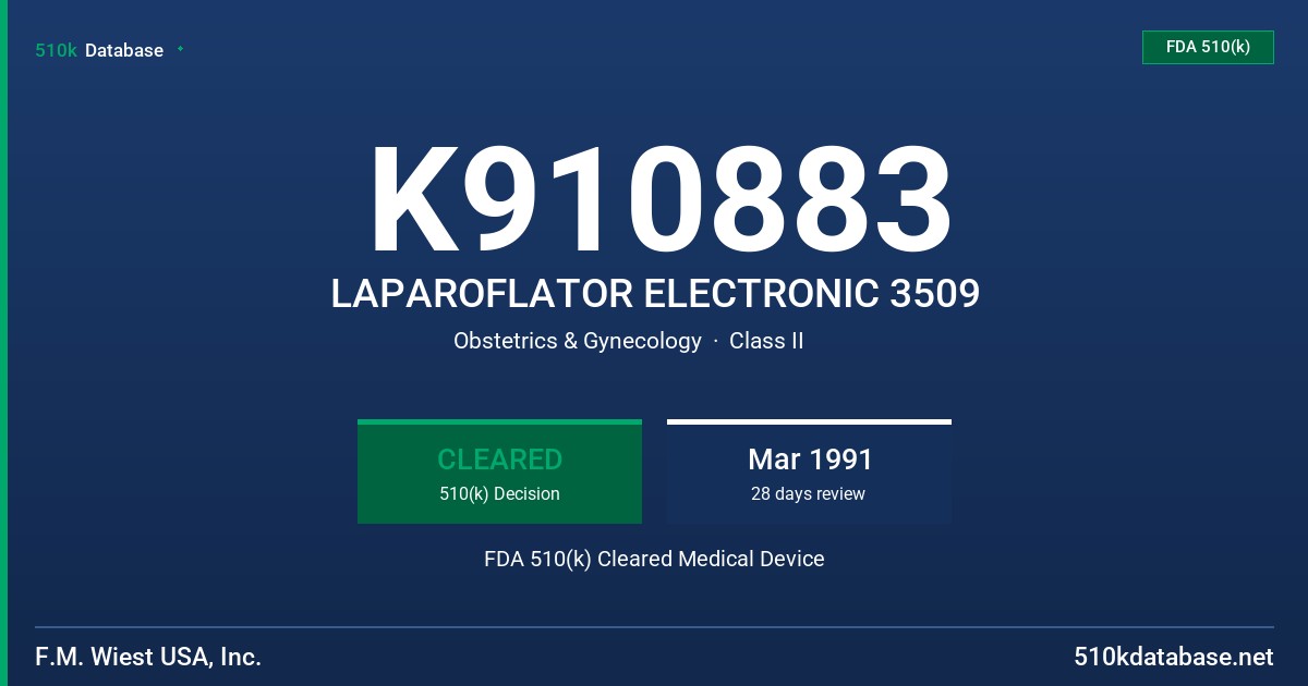 K910883 LAPAROFLATOR ELECTRONIC 3509 FDA 510(k) Cleared Medical Device