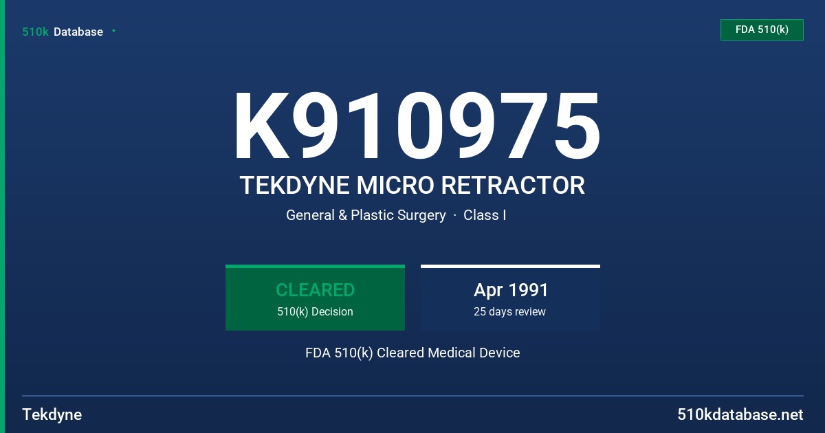 K910975 TEKDYNE MICRO RETRACTOR FDA 510(k) Cleared Medical Device