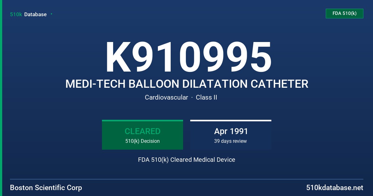 K910995 MEDI-TECH BALLOON DILATATION CATHETER FDA 510(k) Cleared Medical Device