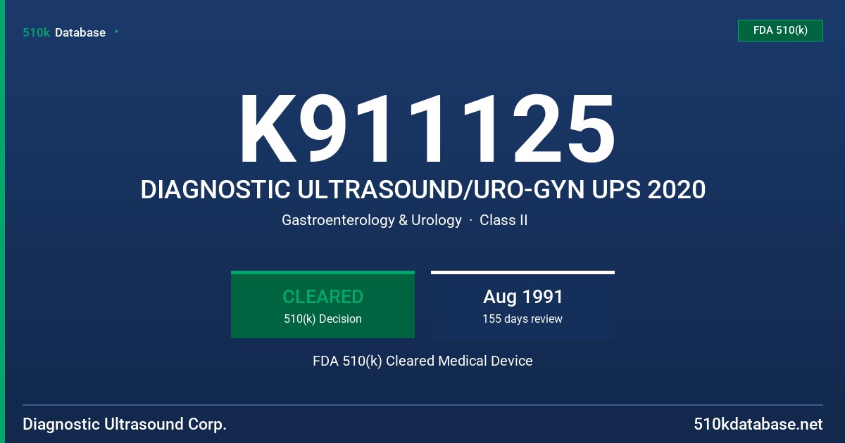 K911125 DIAGNOSTIC ULTRASOUND/URO-GYN UPS 2020 FDA 510(k) Cleared Medical Device
