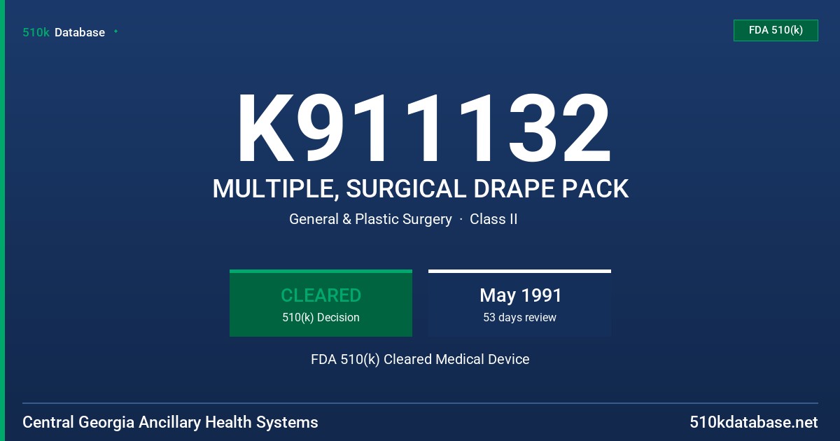 K911132 MULTIPLE, SURGICAL DRAPE PACK FDA 510(k) Cleared Medical Device