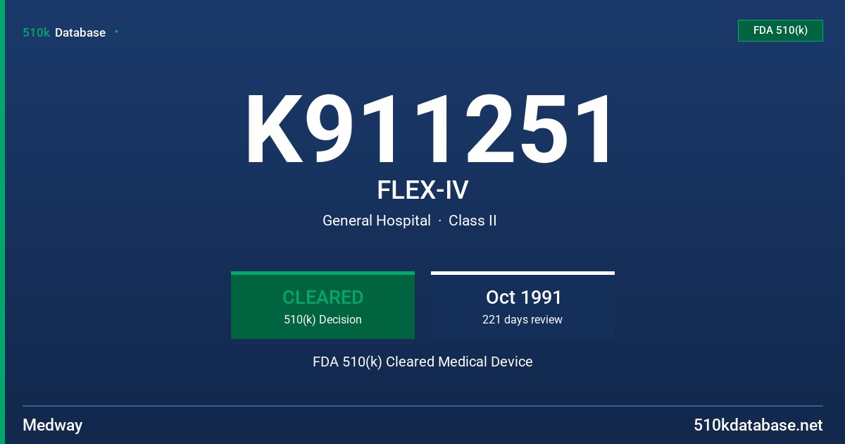 K911251 FLEX-IV FDA 510(k) Cleared Medical Device