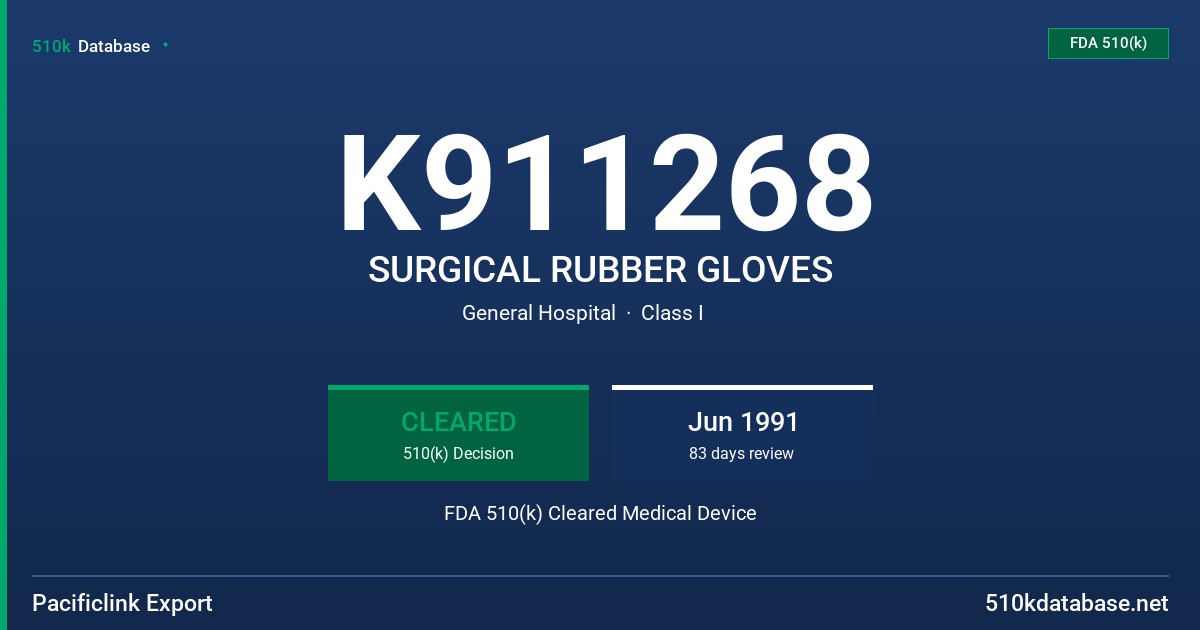 K911268 SURGICAL RUBBER GLOVES FDA 510(k) Cleared Medical Device