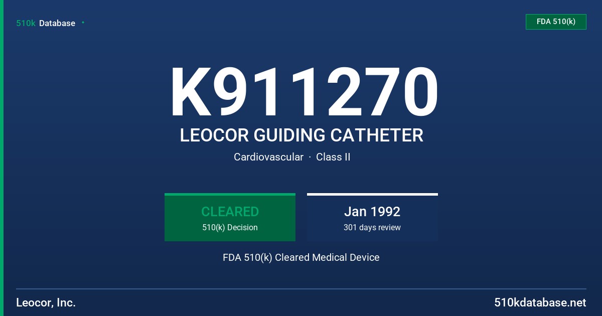 K911270 LEOCOR GUIDING CATHETER FDA 510(k) Cleared Medical Device