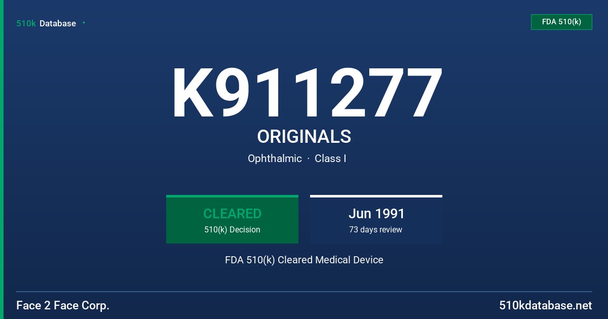 K911277 ORIGINALS FDA 510(k) Cleared Medical Device